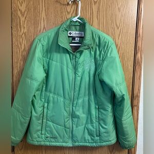 Columbia Women's Size L Light Green Puffer Jacket with Brown Lining